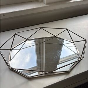 Modern Silver Geometric tray with Mirror